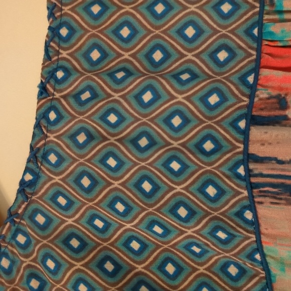 Soft Surroundings Boho Multicolor Abstract Print Peasant Tassels Blouse Small - Picture 6 of 7